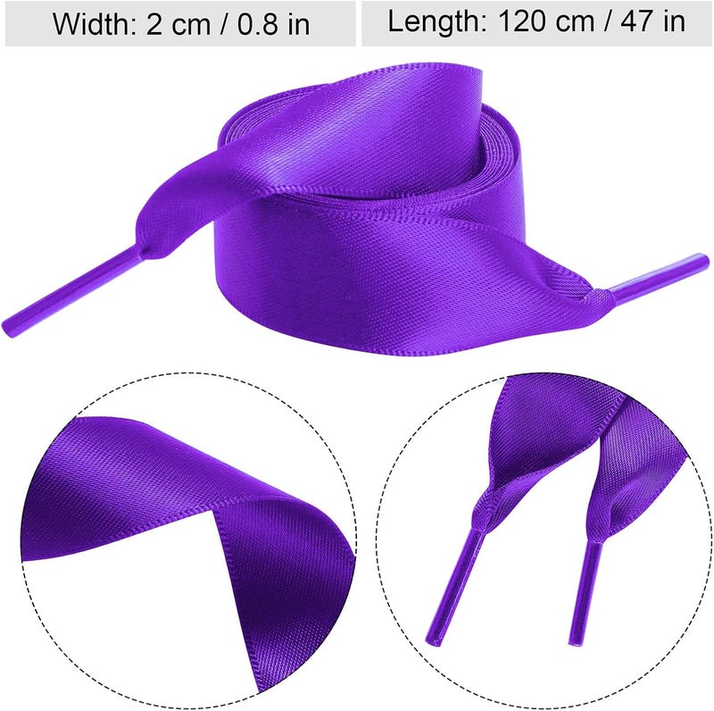 Marrywindix 2 Pairs 47" Flat Satin Ribbon Shoelaces Silk Shoestring Wide Shoe Laces for Sneaker Skate Shoes Boots Sport Shoes - Image 2